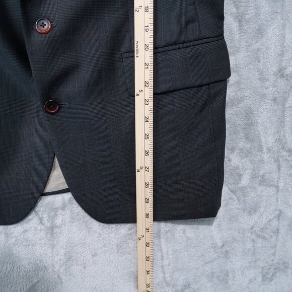 Chaps Ralph Lauren Blazer Mens 42S Gray Plaid 100% Wool Sports Coat Business - Picture 14 of 16